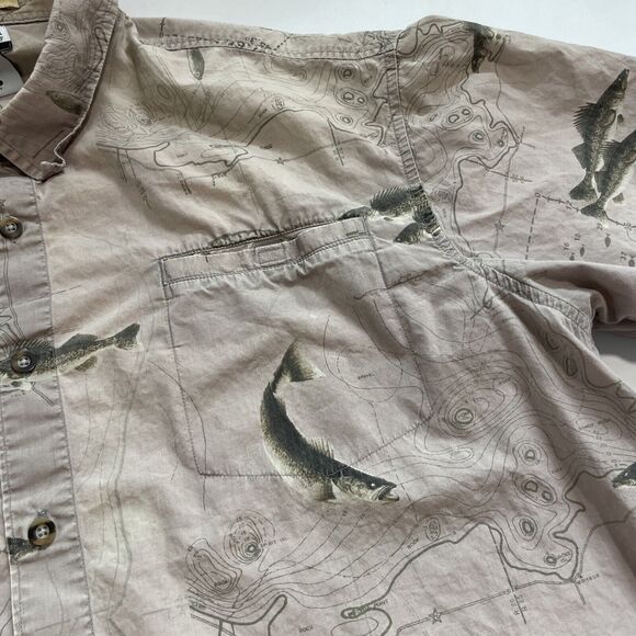VINTAGE Columbia River Lodge Shirt Mens 2XL Trout Fish Button Up Short Sleeve - Picture 3 of 9